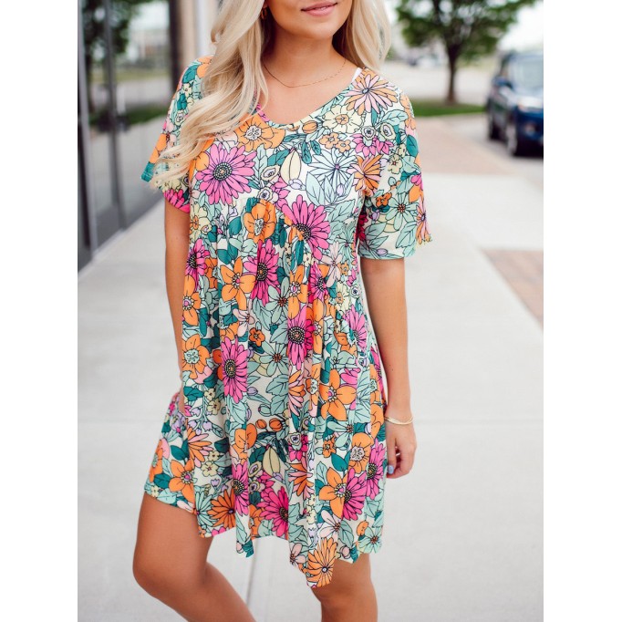 Blooming Flower Pattern Dress