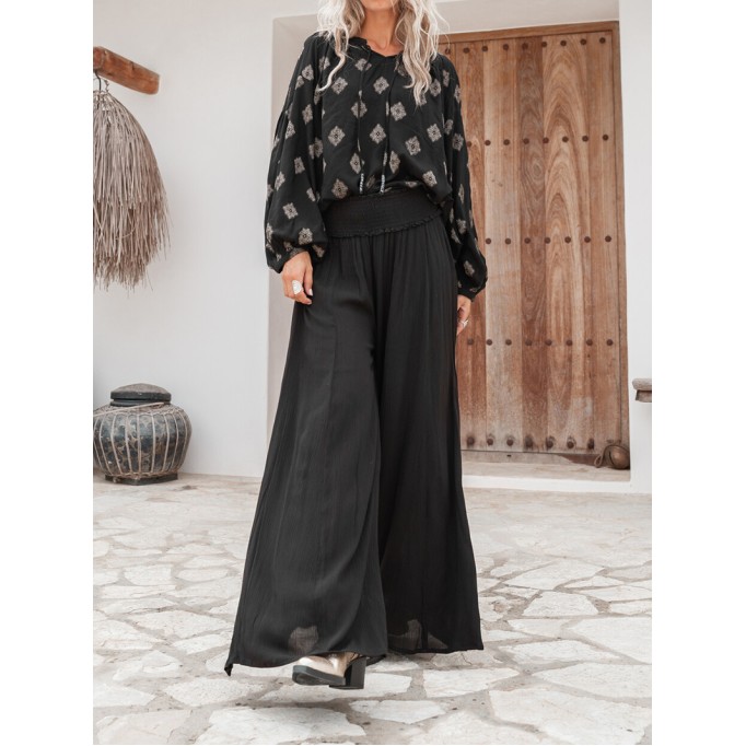 Bohemian Black Cotton Breeze Trousers