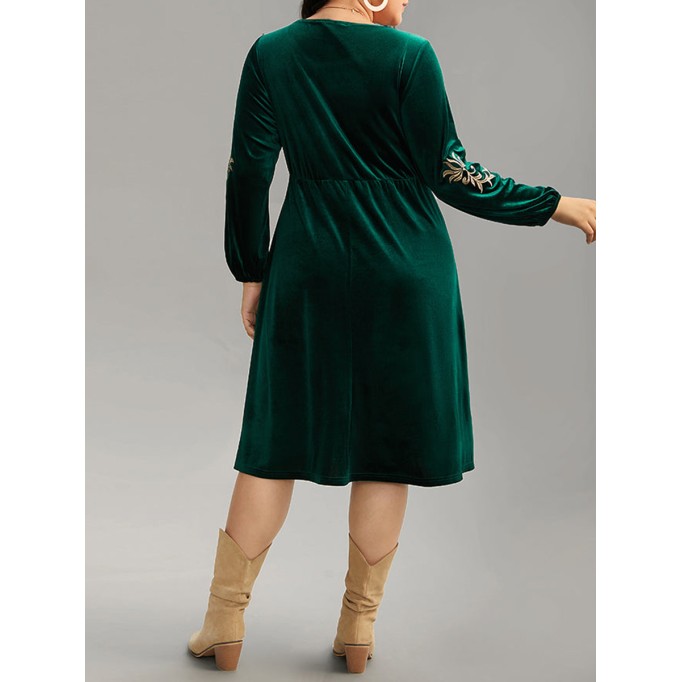 Elegant senior velvet embroidered dress