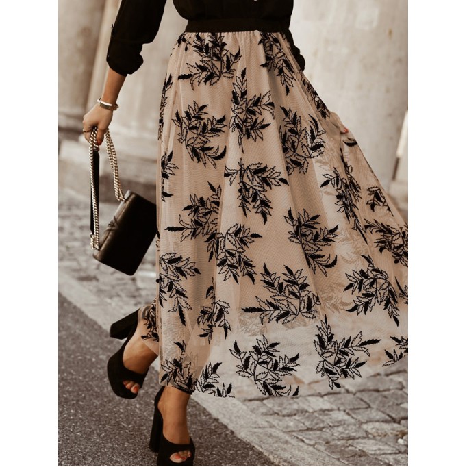 FLORAL EMBROIDERY FLARED ELEGANT SKIRTS