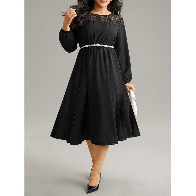 Lace patchwork plus-size women's dress