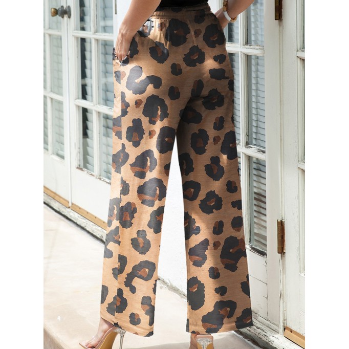 leopard print wide leg pants