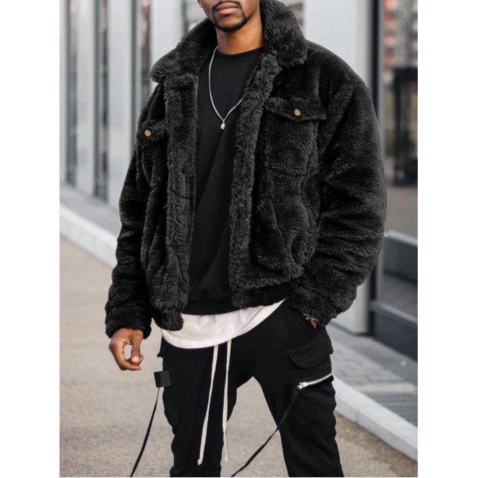 Men's Casual Oversized Plush Coat Jacket