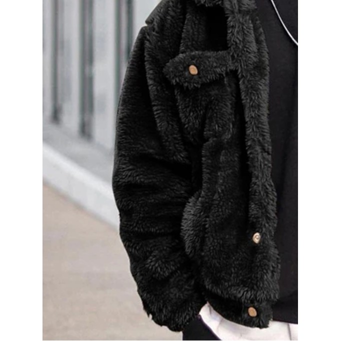 Men's Casual Oversized Plush Coat Jacket