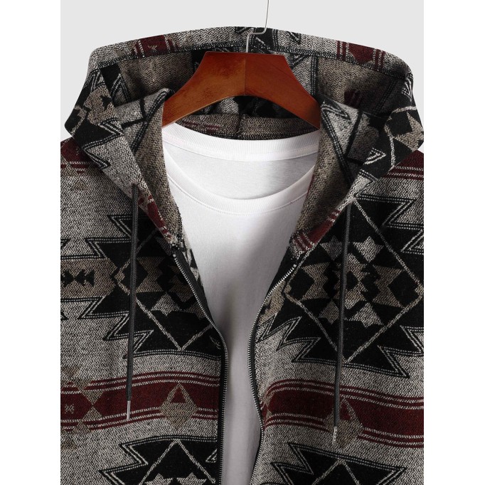 Men's Casual Oversized Print Coat Long Jacket