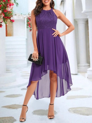 Purple lace elegant dress