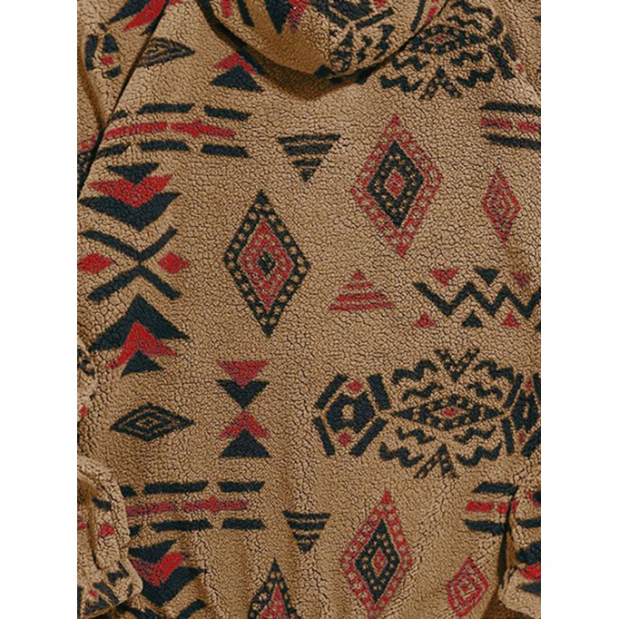 Quarter-zip pocket tribal print hoodie