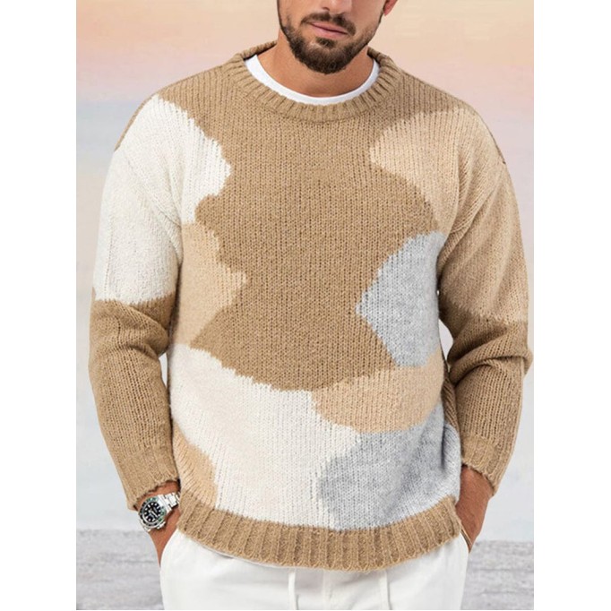 Soft Color Block Design Sweater