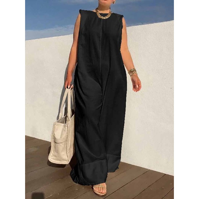 Solid Color Sleeveless Wide Leg Jumpsuits