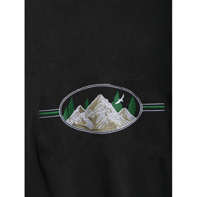 Street Color Block Alphabet Mountain Embroidered Hoodie