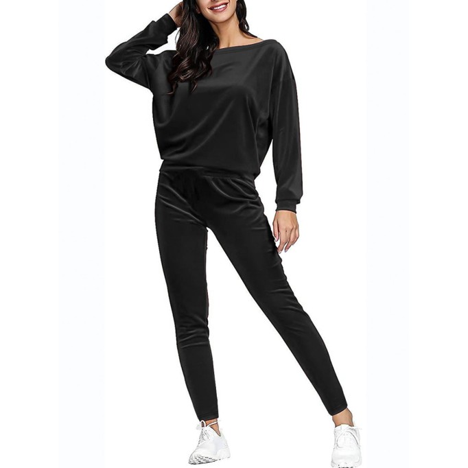 Suede sports pants sweater set