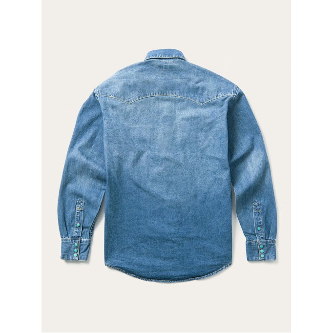 Men's Turquoise Snap Western Denim Shirt