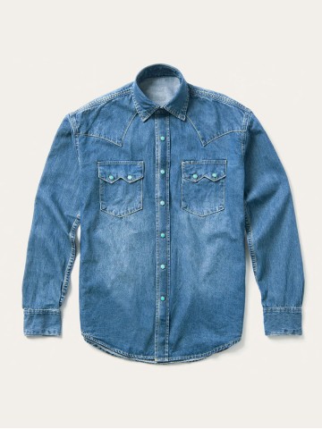 Men's Turquoise Snap Western Denim Shirt