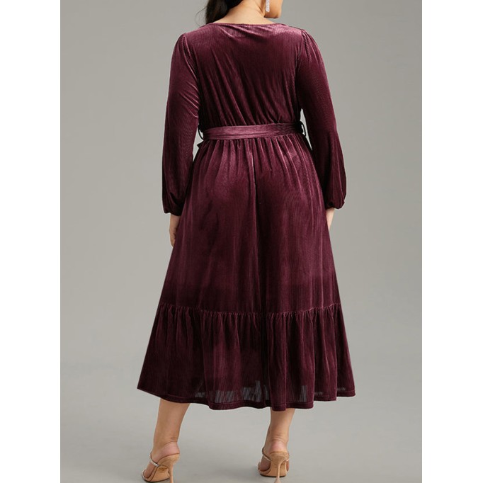 Velvet patchwork plus-size women's dress