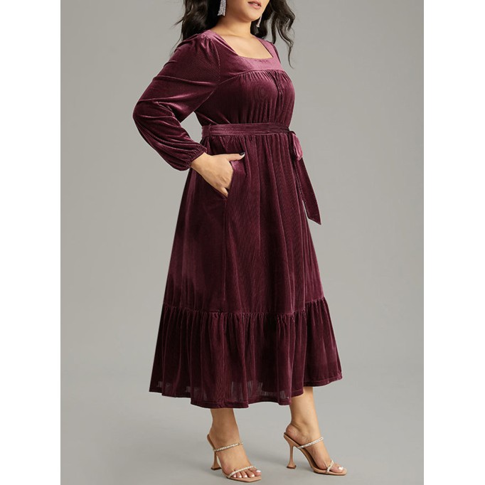 Velvet patchwork plus-size women's dress