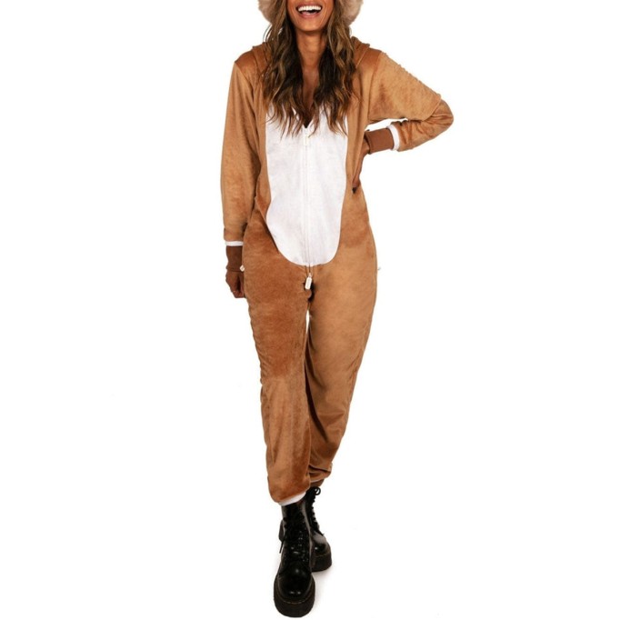 Women's Casual Contrast Color Animal Jumpsuit