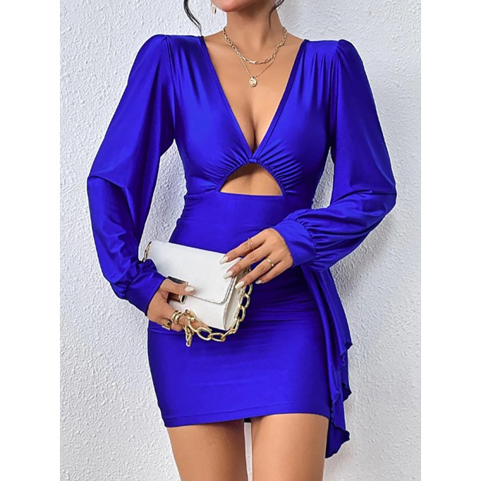 Women's hollowed out long sleeved dress