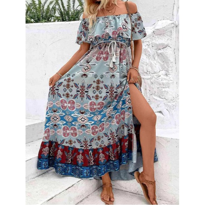 Women's Off Shoulder Split Holiday Dress