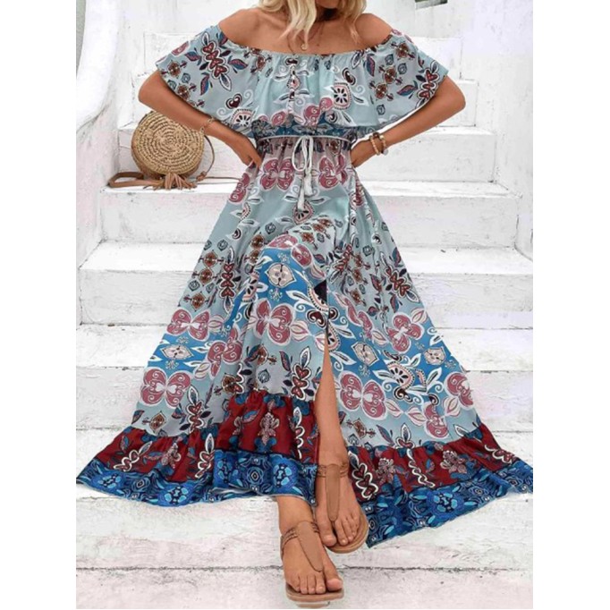 Women's Off Shoulder Split Holiday Dress