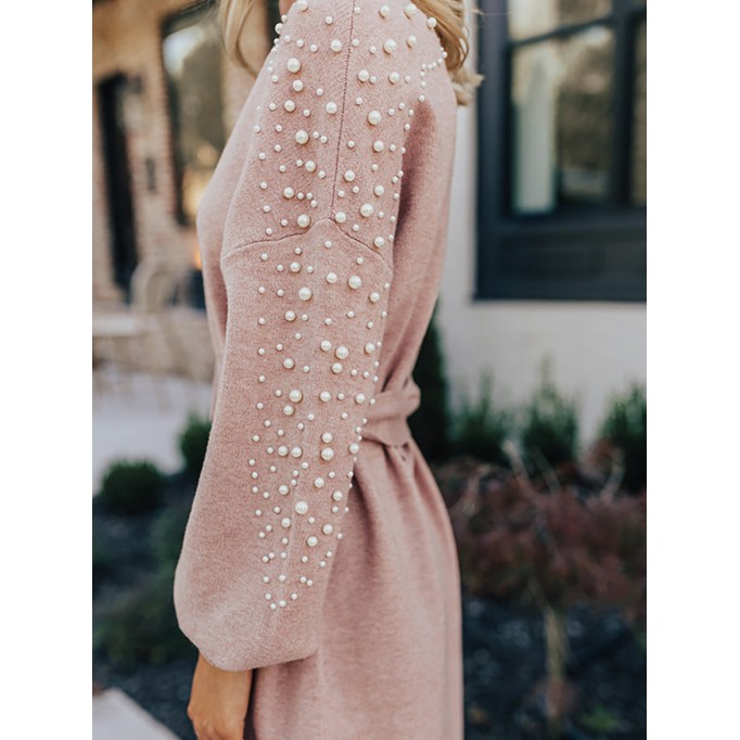 Women's Pearl Embellished Sweater Dress