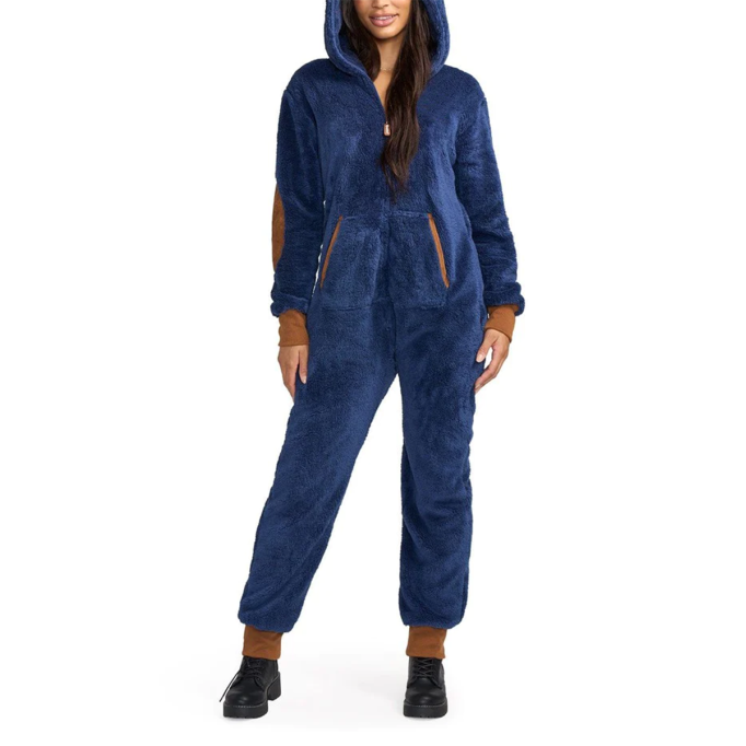 Women's Plush Hooded Jumpsuit