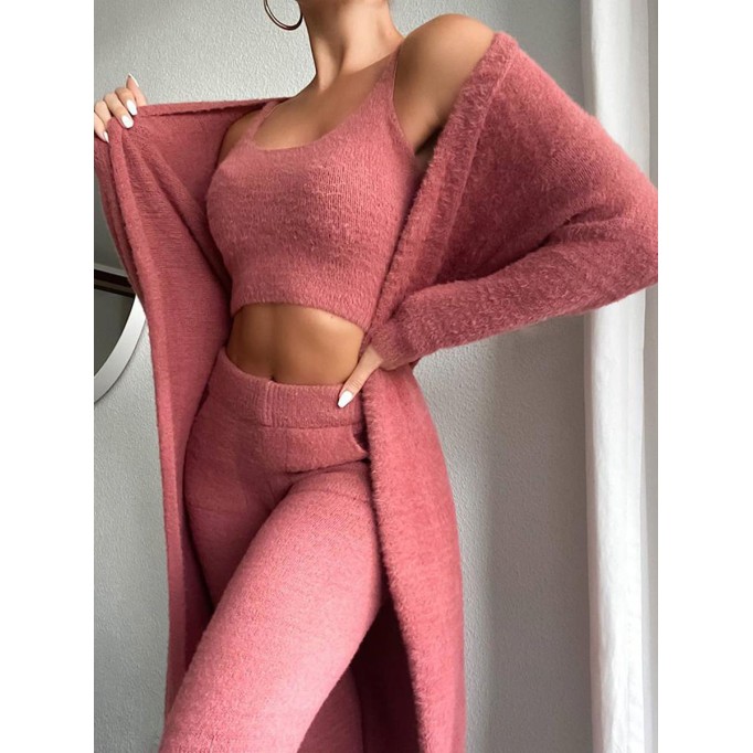 Women's Vest Trousers Knit Cardigan Three Piece Set